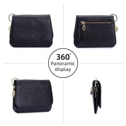 Slim Wallet for Women RFID Blocking Genuine Leather Ladies Keychain Wallet with Zipper Coin Pocket ID Window