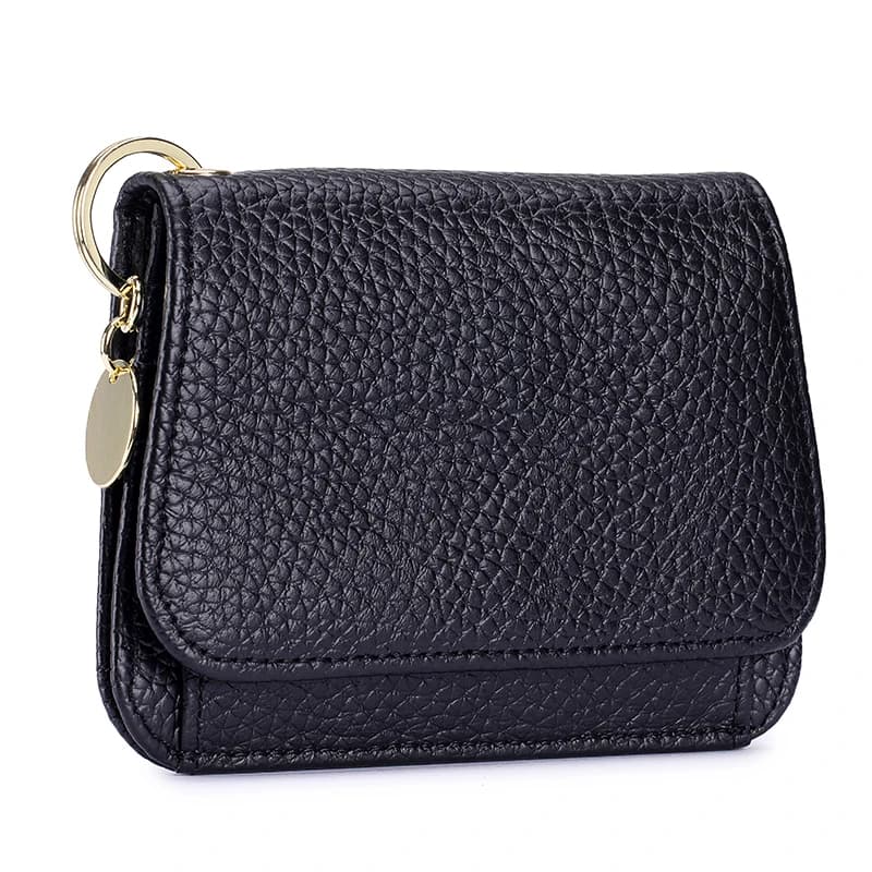 Slim Wallet for Women RFID Blocking Genuine Leather Ladies Keychain Wallet with Zipper Coin Pocket ID Window