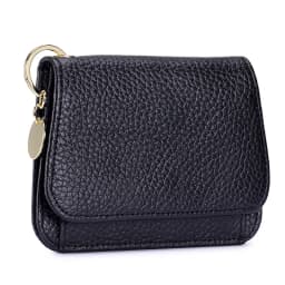 Slim Wallet for Women RFID Blocking Genuine Leather Ladies Keychain Wallet with Zipper Coin Pocket ID Window