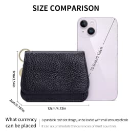 Slim Wallet for Women RFID Blocking Genuine Leather Ladies Keychain Wallet with Zipper Coin Pocket ID Window