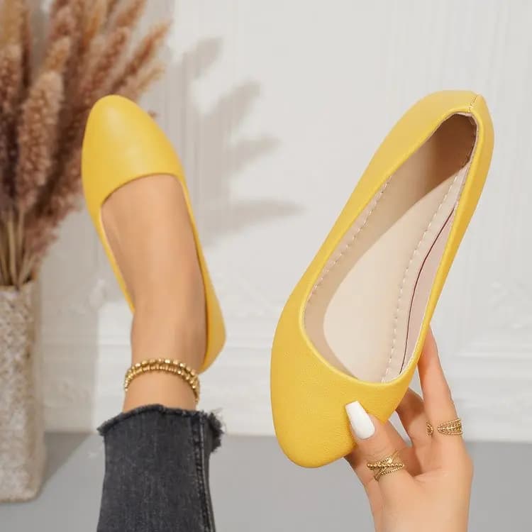 Women's Solid Color Pointed Toe Flat Ballet Flats Slip-On Lightweight Comfortable Casual Shoes for Daily Office School Travel