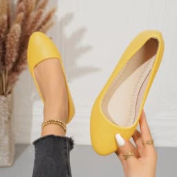 Women's Solid Color Pointed Toe Flat Ballet Flats Slip-On Lightweight Comfortable Casual Shoes for Daily Office School Travel