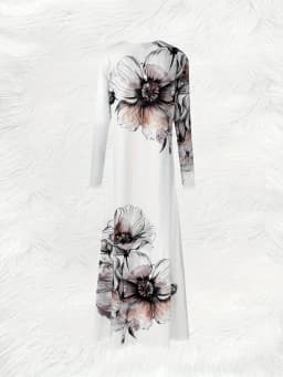 Elegant Floral Print Long Sleeve Dress for Women Spring Autumn Vacation Style Round Neck Midi Dress Casual Chic Summer Dress