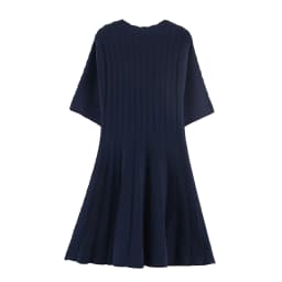 European and American 2026 Spring New Women's Clothing Style Slimming Bubble Short Sleeve Ribbed Knitted Short Dress