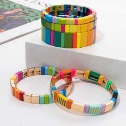 BEUTIFOR 2026 Green Yellow Blue Colroful Beaded Bangle For Women Handmade Elastic Beads Bracelets Sets