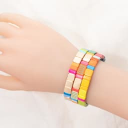 BEUTIFOR 2026 Green Yellow Blue Colroful Beaded Bangle For Women Handmade Elastic Beads Bracelets Sets