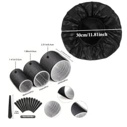 31Pcs Heatless Hair Curlers Set with 18 Self Grip Rollers 12 Clips Satin Nightcap for Overnight Natural Waves Styling Kit