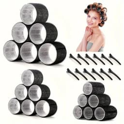 31Pcs Heatless Hair Curlers Set with 18 Self Grip Rollers 12 Clips Satin Nightcap for Overnight Natural Waves Styling Kit