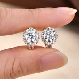 Rrjzz Certified 6.5MM 1CT VVS1 Moissanite Hoop Earrings for Women D-Color Round Lab-created Diamond Anniversary Jewelry Gifts