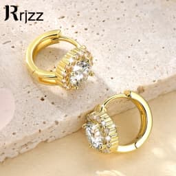 Rrjzz Certified 6.5MM 1CT VVS1 Moissanite Hoop Earrings for Women D-Color Round Lab-created Diamond Anniversary Jewelry Gifts