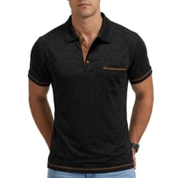 Mens Summer Solid Color Polo Shirt Classic Lapel Short Sleeve with Buttons Lightweight Breathable Casual Streetwear Tops
