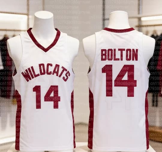 2026 Parent-child Basketball Shirt WILDCATS 14 BOLTON Jersey 3D Printed Outdoor Sports Quick Drying Breathable Vest White Red