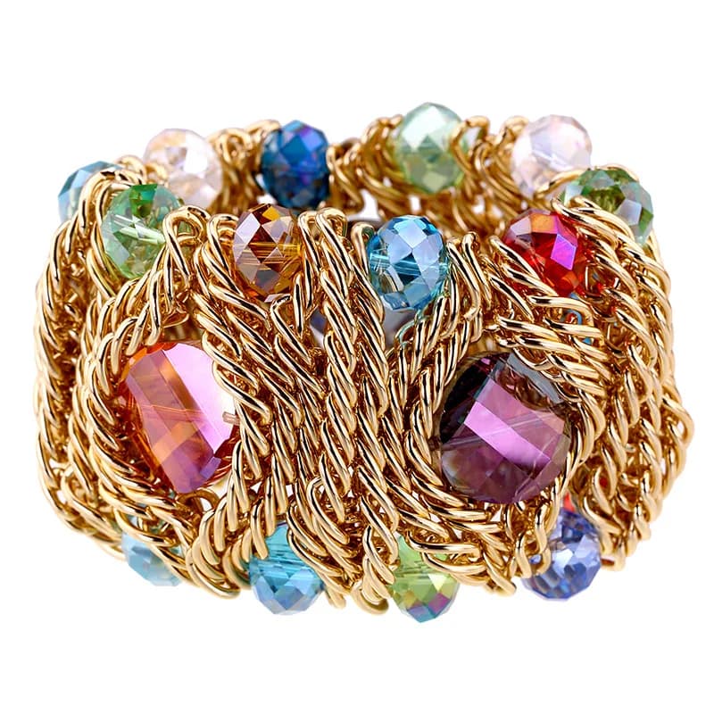 Luxury Fashion Crystal Bracelet for Women Handmade Aluminum Chain Bangle Bohemian Statement Charm Bracelet Banquet Party Jewelry