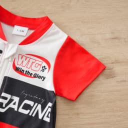 Summer Baby Racer Style Romper, Infant Motorsport Jumpsuit, Newborn Red & White Racing One-piece Outfit Short Sleeve Cool