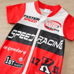 Summer Baby Racer Style Romper, Infant Motorsport Jumpsuit, Newborn Red & White Racing One-piece Outfit Short Sleeve Cool