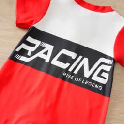 Summer Baby Racer Style Romper, Infant Motorsport Jumpsuit, Newborn Red & White Racing One-piece Outfit Short Sleeve Cool