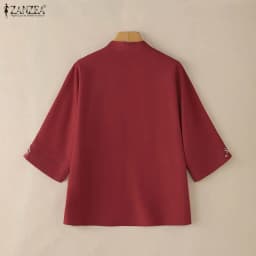 2026 Summer Cardigan ZANZEA Women Vintage Holiday Kimonos 3/4 Sleeve Embroidered Blouse Female Work Shirt Casual Tops Thin Coats