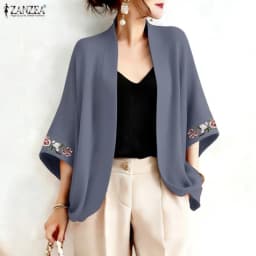 2026 Summer Cardigan ZANZEA Women Vintage Holiday Kimonos 3/4 Sleeve Embroidered Blouse Female Work Shirt Casual Tops Thin Coats