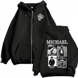 King of Pop Michael Jackson Bad Era Zipper Hoodie Men Women Harajuku Streetwear Jacket Sweatshirt Fleece Casual Zip Up Pullovers