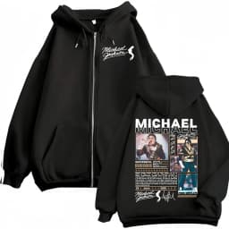King of Pop Michael Jackson Bad Era Zipper Hoodie Men Women Harajuku Streetwear Jacket Sweatshirt Fleece Casual Zip Up Pullovers