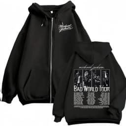 King of Pop Michael Jackson Bad Era Zipper Hoodie Men Women Harajuku Streetwear Jacket Sweatshirt Fleece Casual Zip Up Pullovers