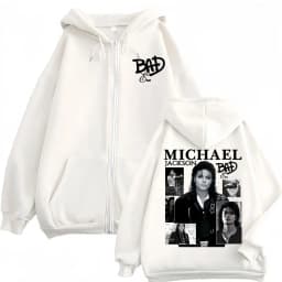 King of Pop Michael Jackson Bad Era Zipper Hoodie Men Women Harajuku Streetwear Jacket Sweatshirt Fleece Casual Zip Up Pullovers