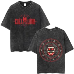 Limited Game Cult of The Lamb Vintage Washed T-shirt Men Women Casual Cotton Oversized T-shirts Cosplay Player Merch T Shirts