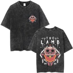 Limited Game Cult of The Lamb Vintage Washed T-shirt Men Women Casual Cotton Oversized T-shirts Cosplay Player Merch T Shirts