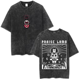 Limited Game Cult of The Lamb Vintage Washed T-shirt Men Women Casual Cotton Oversized T-shirts Cosplay Player Merch T Shirts