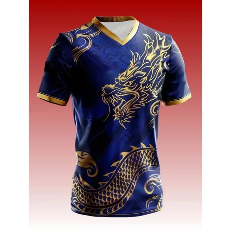 2026 New Fashion Dragon Print Special Edition Men's and Women's Football Short Sleeve Loose Breathable Football Shirt Top