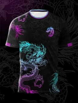 2026 New Fashion Dragon Print Special Edition Men's and Women's Football Short Sleeve Loose Breathable Football Shirt Top