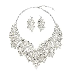 Luxurious artificial crystal necklace and earrings set for women's formal evening gown as a gift for the wife