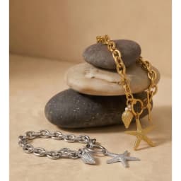 Yhpup Stainless Steel Starfish Conch Drop Charm Bracelet Bangle Toggle-Clasps Chain Ocean Style Summer Arrivals Vacation Jewelry