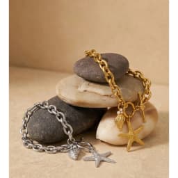 Yhpup Stainless Steel Starfish Conch Drop Charm Bracelet Bangle Toggle-Clasps Chain Ocean Style Summer Arrivals Vacation Jewelry