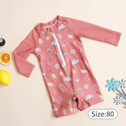 Elinfant Fashion Pattern Infant One Piece Swimsuit | Long Sleeve Sunscreen Swimsuit | Convenient Zipper Design