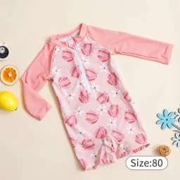 Elinfant Fashion Pattern Infant One Piece Swimsuit | Long Sleeve Sunscreen Swimsuit | Convenient Zipper Design