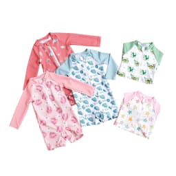 Elinfant Fashion Pattern Infant One Piece Swimsuit | Long Sleeve Sunscreen Swimsuit | Convenient Zipper Design