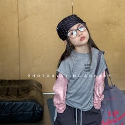 2026 Spring New Children False Two Piece Base Shirts Boys Girls Letter Print T Shirts Kids Long Sleeve Striped Tops Baby Clothes
