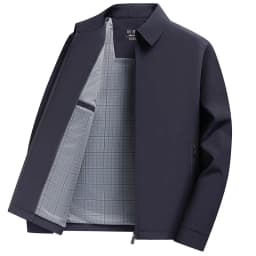 2026 New Men's Spring Lapel Zip-Up Jacket Spandex Fabric Casual Business Outerwear Windproof Anti-Wrinkle Coat