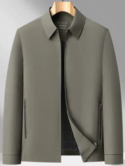 2026 New Men's Spring Lapel Zip-Up Jacket Spandex Fabric Casual Business Outerwear Windproof Anti-Wrinkle Coat