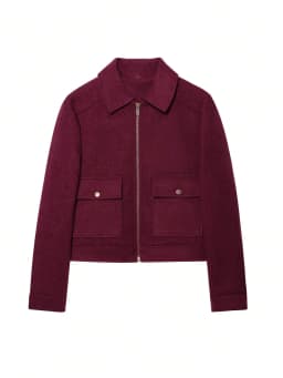 Women Vintage Stand Collar Breasted Long Sleeve Casual Woolen Coat Ladies Retro Long Sleeve Pockets Jacket Tops