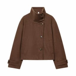 Women Vintage Stand Collar Breasted Long Sleeve Casual Woolen Coat Ladies Retro Long Sleeve Pockets Jacket Tops