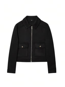 Women Vintage Stand Collar Breasted Long Sleeve Casual Woolen Coat Ladies Retro Long Sleeve Pockets Jacket Tops