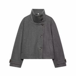 Women Vintage Stand Collar Breasted Long Sleeve Casual Woolen Coat Ladies Retro Long Sleeve Pockets Jacket Tops