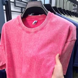 Summer Men's Washed 230G Heavy Cotton T-Shirts Vintage Faded Color Oversized Unisex Basic Tee Short Sleeve Loose Workout Tops