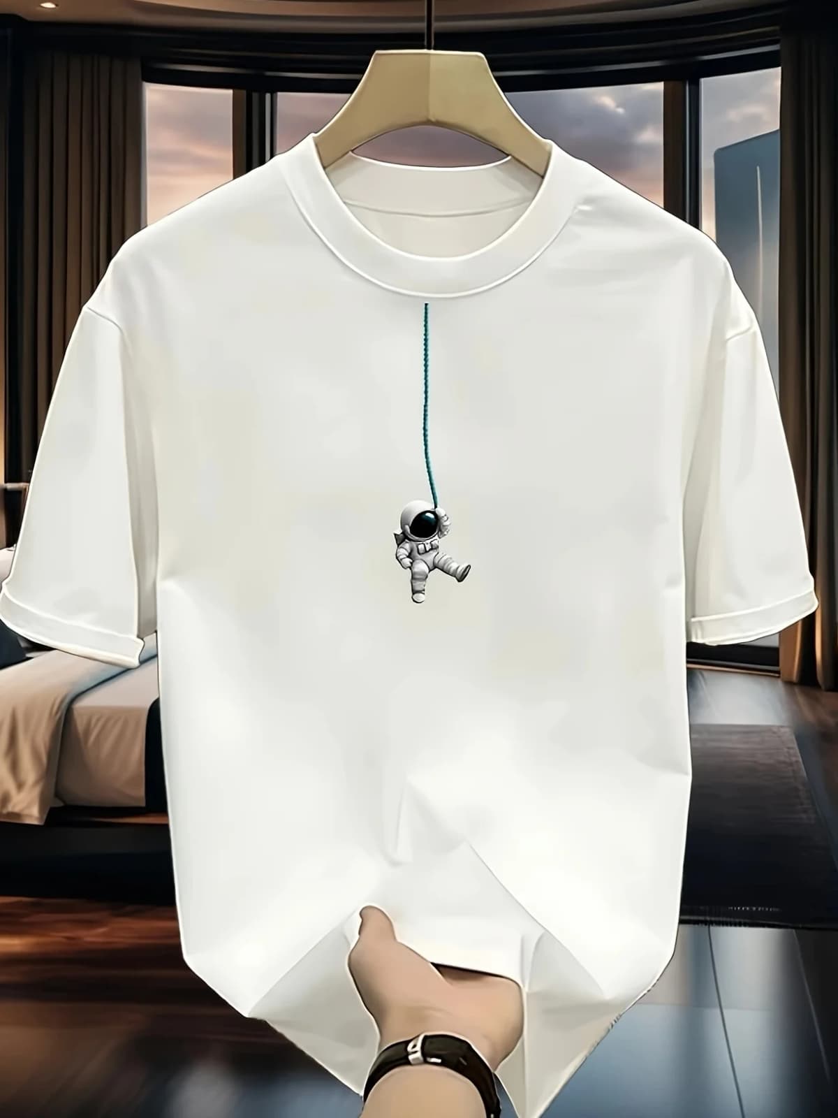 Summer 100% Cotton Men's TShirt Astronaut Pattern Print Comfortable Breathable Fabric Suitable Daily Commuting Fashionable Item