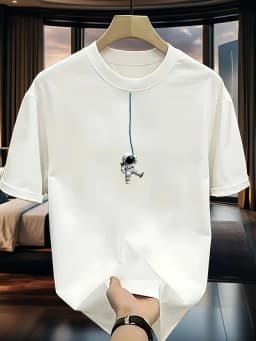 Summer 100% Cotton Men's TShirt Astronaut Pattern Print Comfortable Breathable Fabric Suitable Daily Commuting Fashionable Item