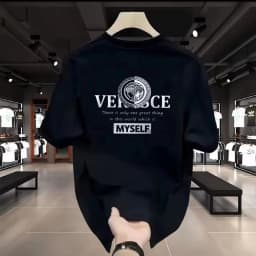 2026 Fashion Brand Printed Shirt Summer High-end Light Luxury Men's and Women's Silk Cotton Short-sleeved T-shirt Trendy Shirts
