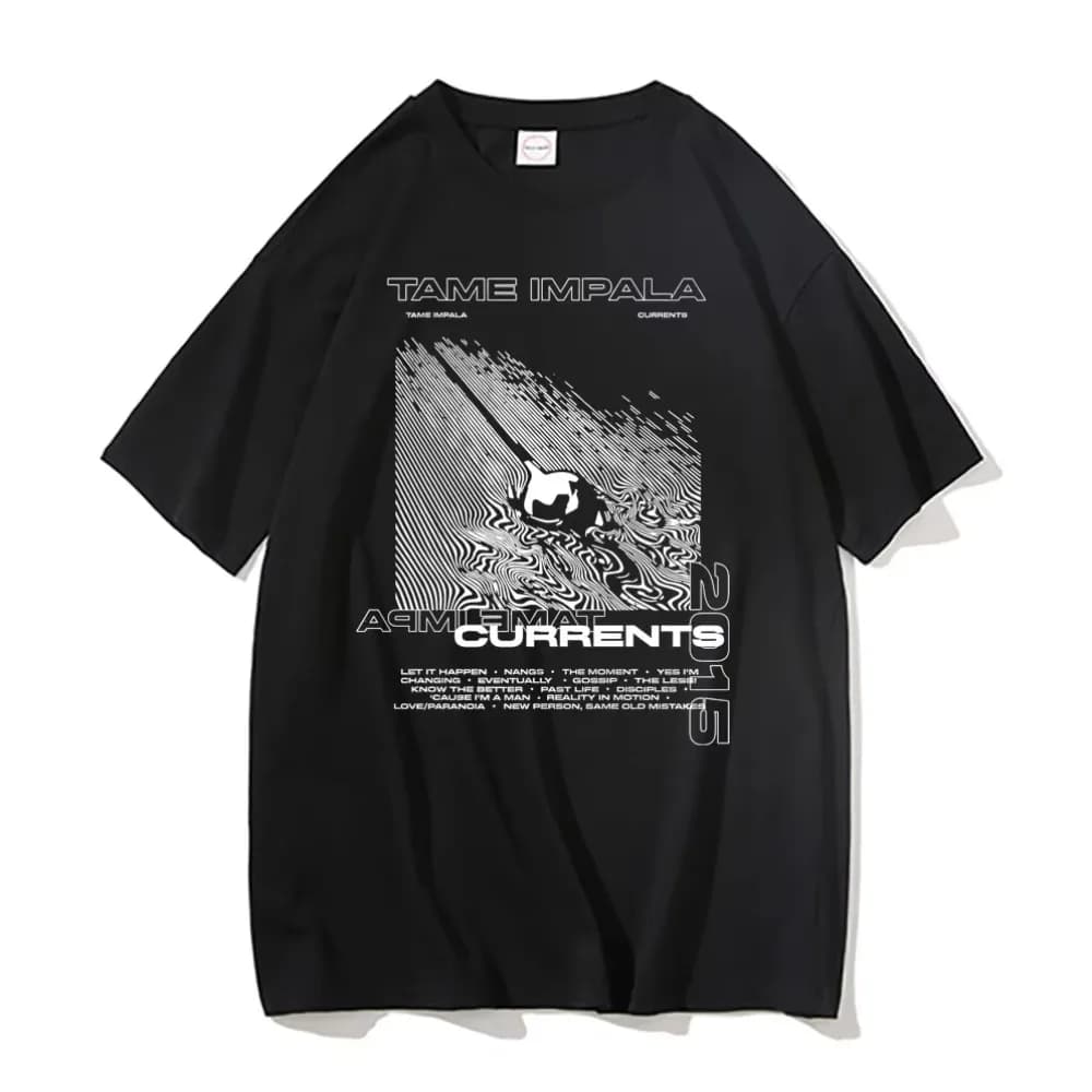 Tame Impala Currents Graphic Print T-shirts Men Casual Tshirt Male Hip Hop Oversized T Shirt Women Lndie Pop Rock Music T Shirts