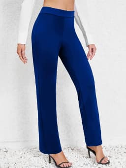 Best-selling spring and summer casual solid straight-leg high-waisted trousers